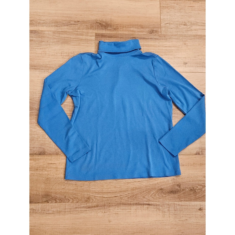 L.L.Bean Women's Small Blue Supima Cotton Turtleneck Long Sleeve Shirt